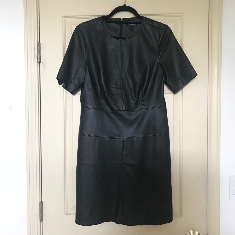 faux leather dress topshop Topshop Faux Leather Shift Dress size 8